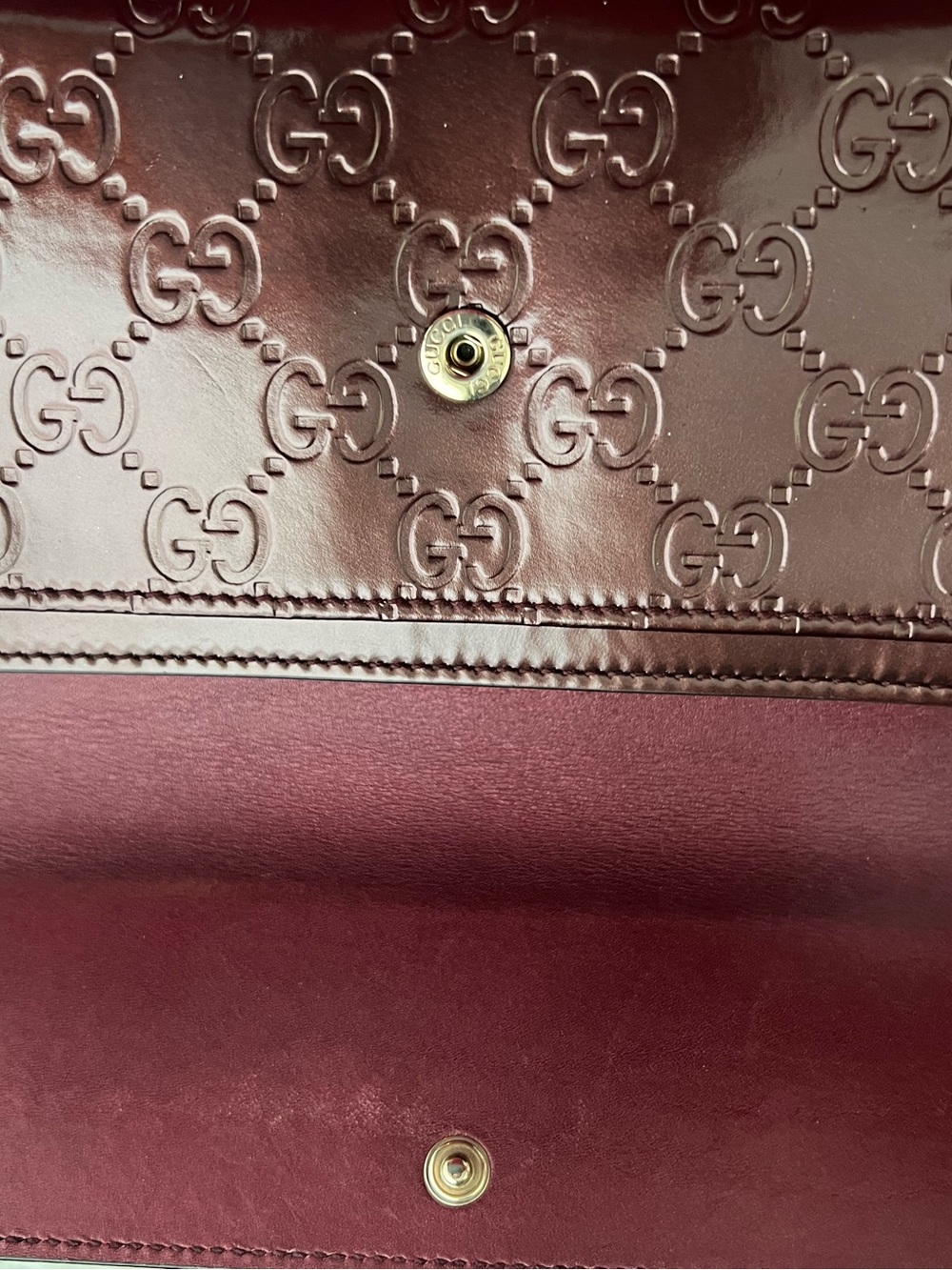 Gucci Burgundy Patent Leather GG Heart Continental Wallet - Picture 5 of 11